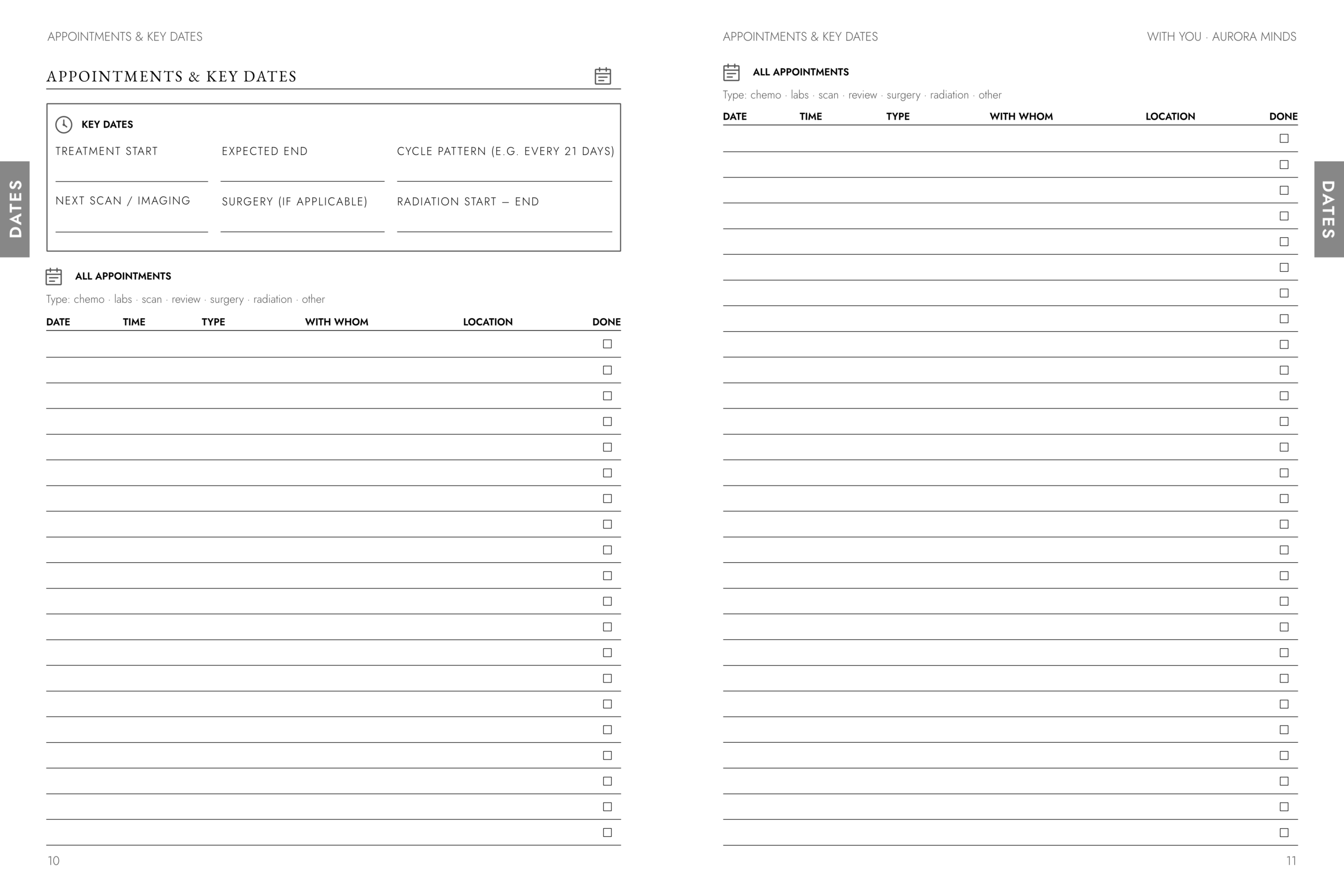 Appointments & Key Dates spread