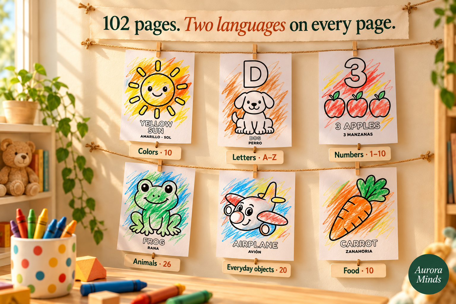 Interior sample pages from the toddler coloring book